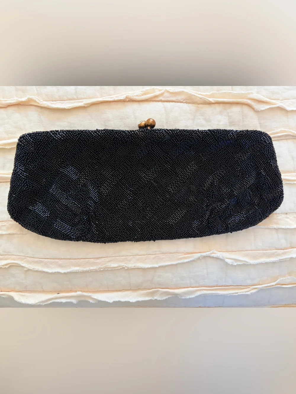 Vintage Walborg Black Beaded Kiss-Lock Clutch!
